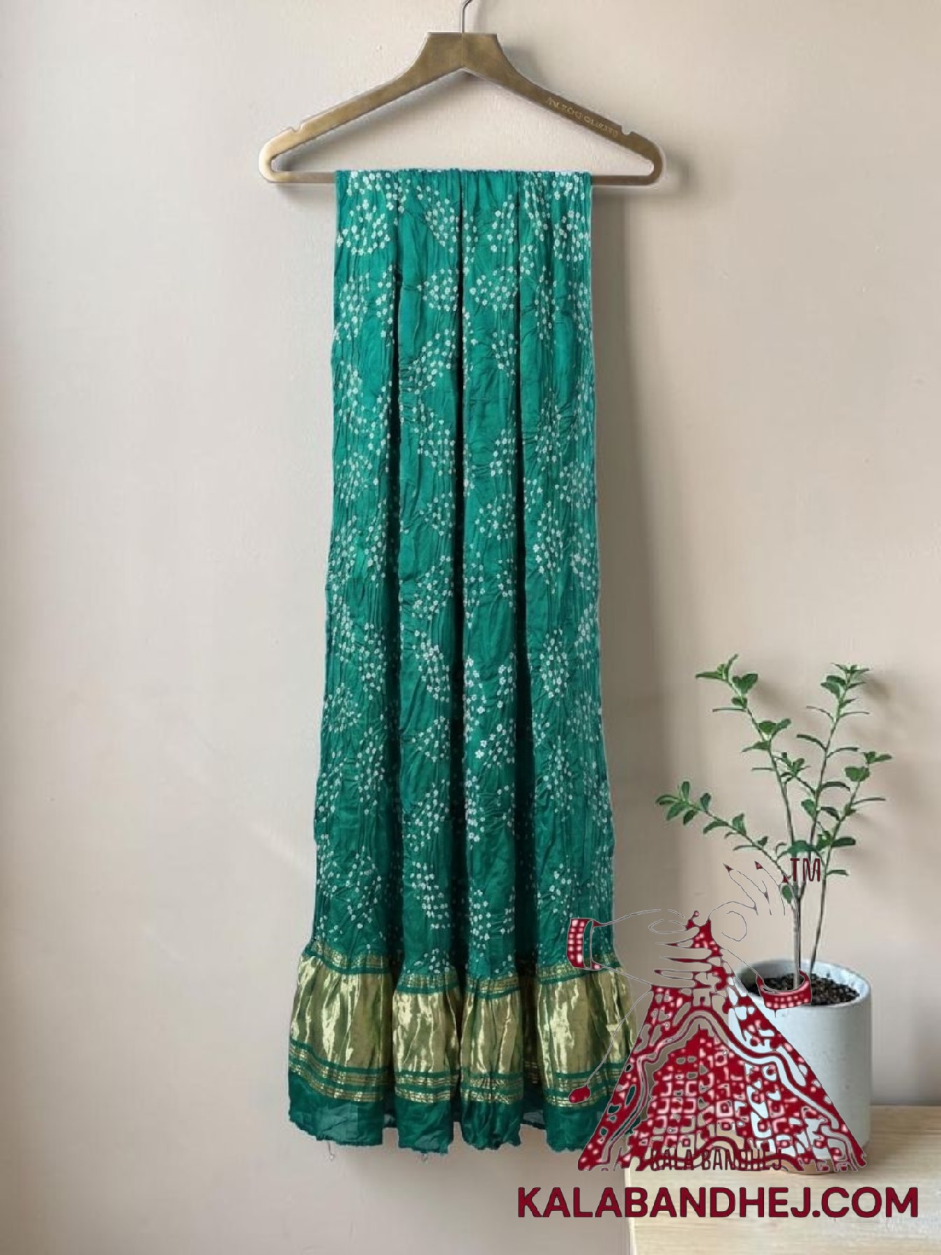 Rama Leaf Bandhani Dupatta Pure Modal Silk