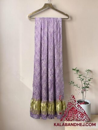 Lavender Leaf Bandhani Dupatta Pure Modal Silk