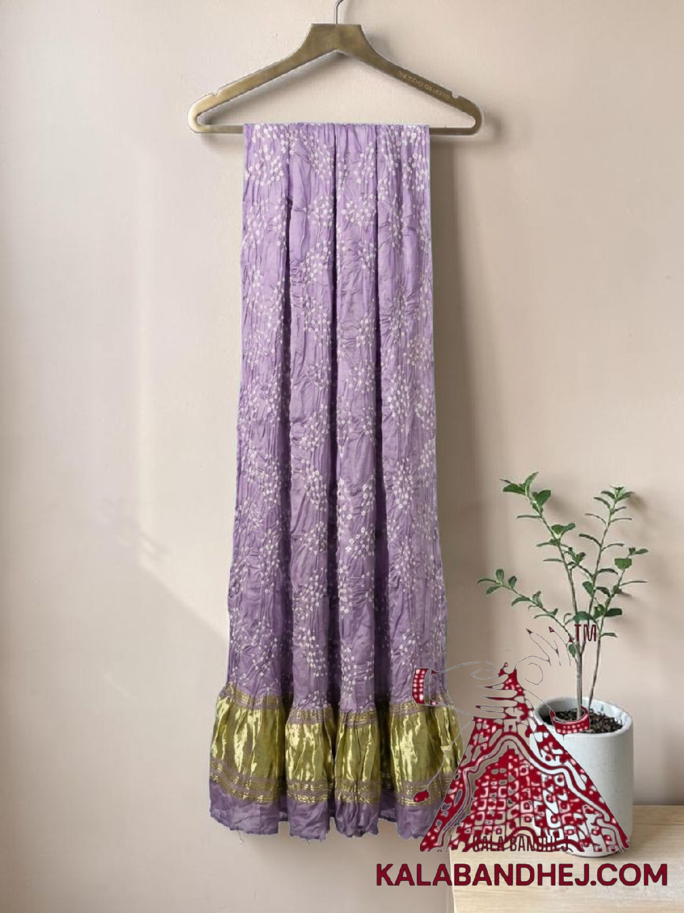 Lavender Leaf Bandhani Dupatta Pure Modal Silk