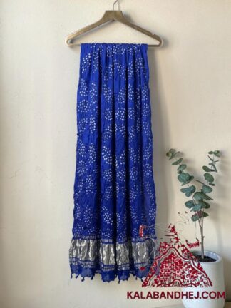 Royal Blue Leaf Bandhani Dupatta Pure Modal Silk