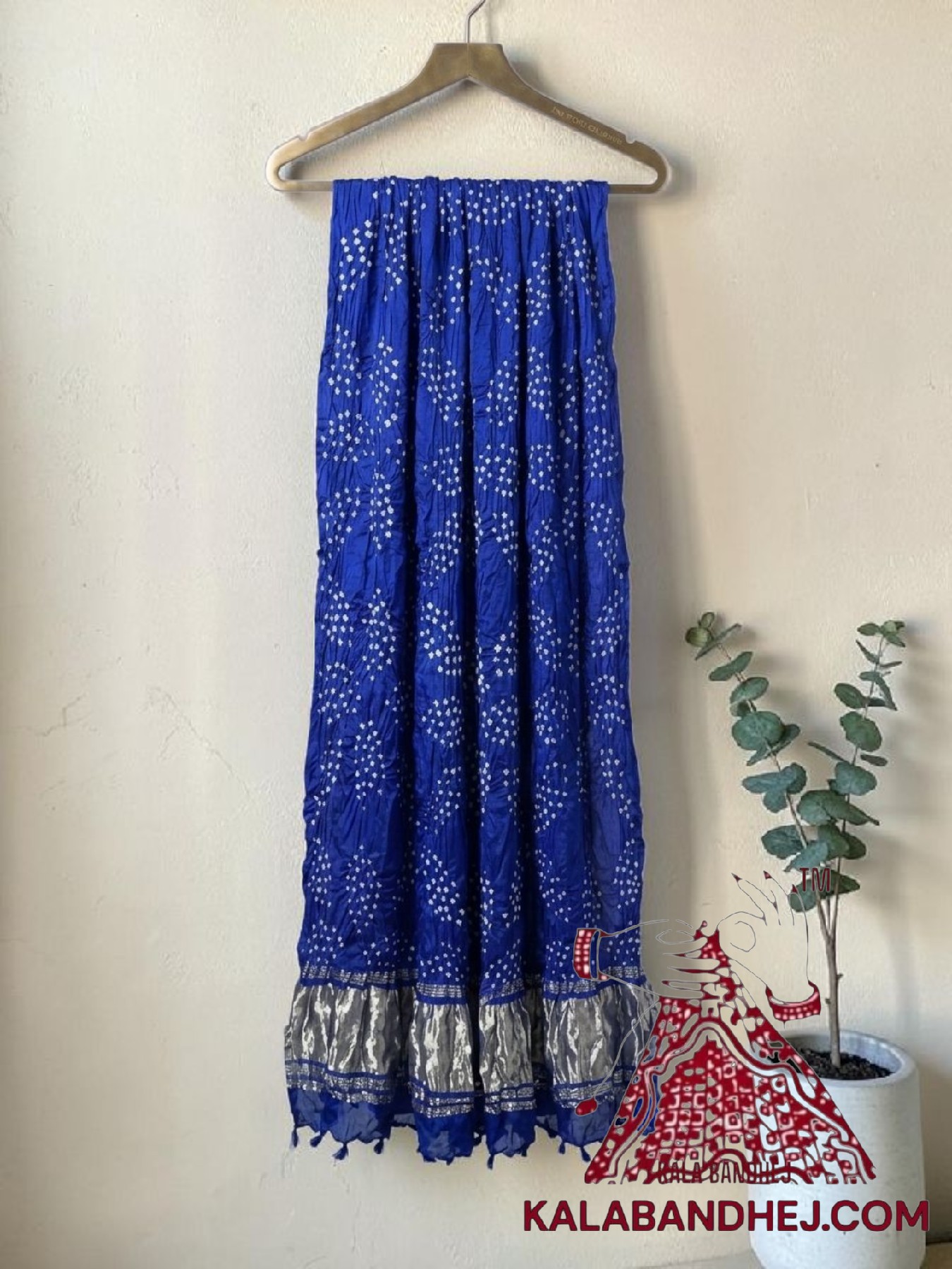 Royal Blue Leaf Bandhani Dupatta Pure Modal Silk