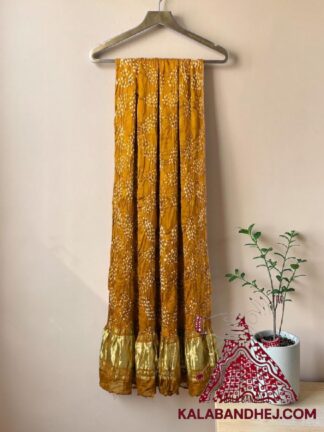 Mustered Gold Leaf Bandhani Dupatta Pure Modal Silk
