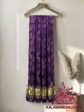 Brinjal Leaf Bandhani Dupatta Pure Modal Silk