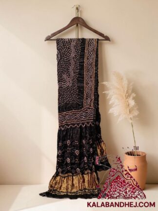 Black Chandrakhani Bandhani Dupatta Pure Modal Silk