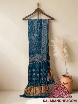 Peacock Blue Chandrakhani Bandhani Dupatta Pure Modal Silk
