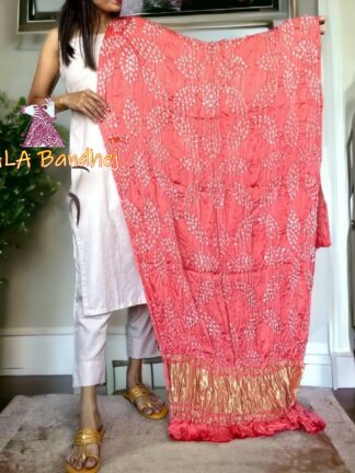 Pitch Leaf Bandhani Dupatta Pure Modal Silk