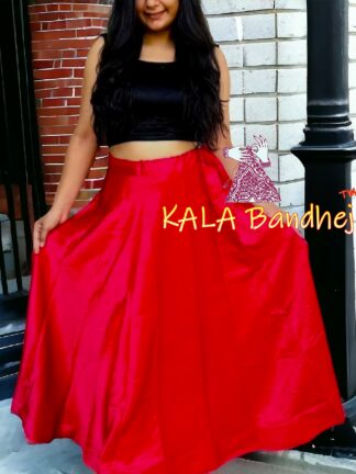 Red Pure Modal Silk Plain Designer Lehenga Choli