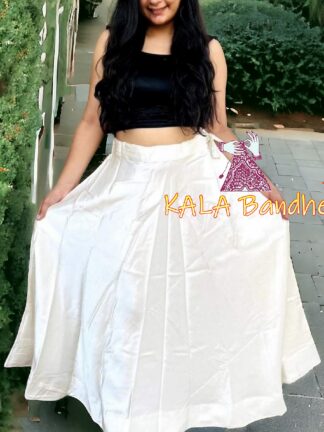White Pure Modal Silk Plain Designer Lehenga Choli