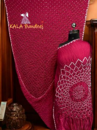 Rani Bandhani Makdi Saree Pure Modal Silk