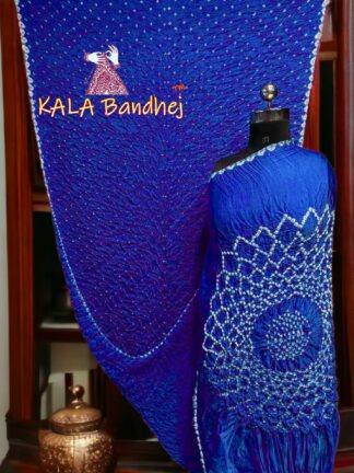Blue Bandhani Makdi Saree Pure Modal Silk