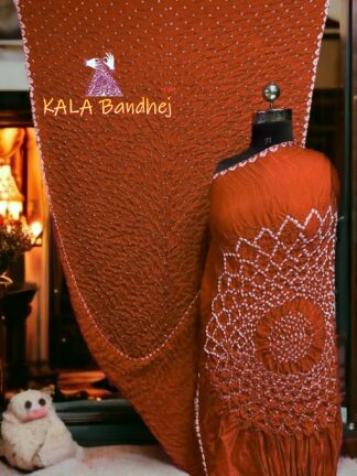 Orange Bandhani Makdi Saree Pure Modal Silk