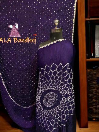 Purple Bandhani Makdi Saree Pure Modal Silk