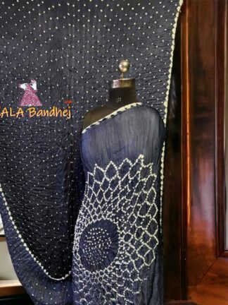 Silver Bandhani Makdi Saree Pure Modal Silk