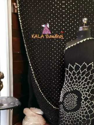 Black Bandhani Makdi Saree Pure Modal Silk