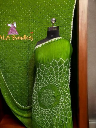 Parrot Bandhani Makdi Saree Pure Modal Silk