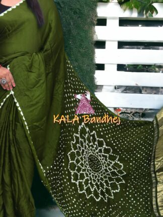 Mahendi Bandhani Saree Makdi Pure Modal Silk