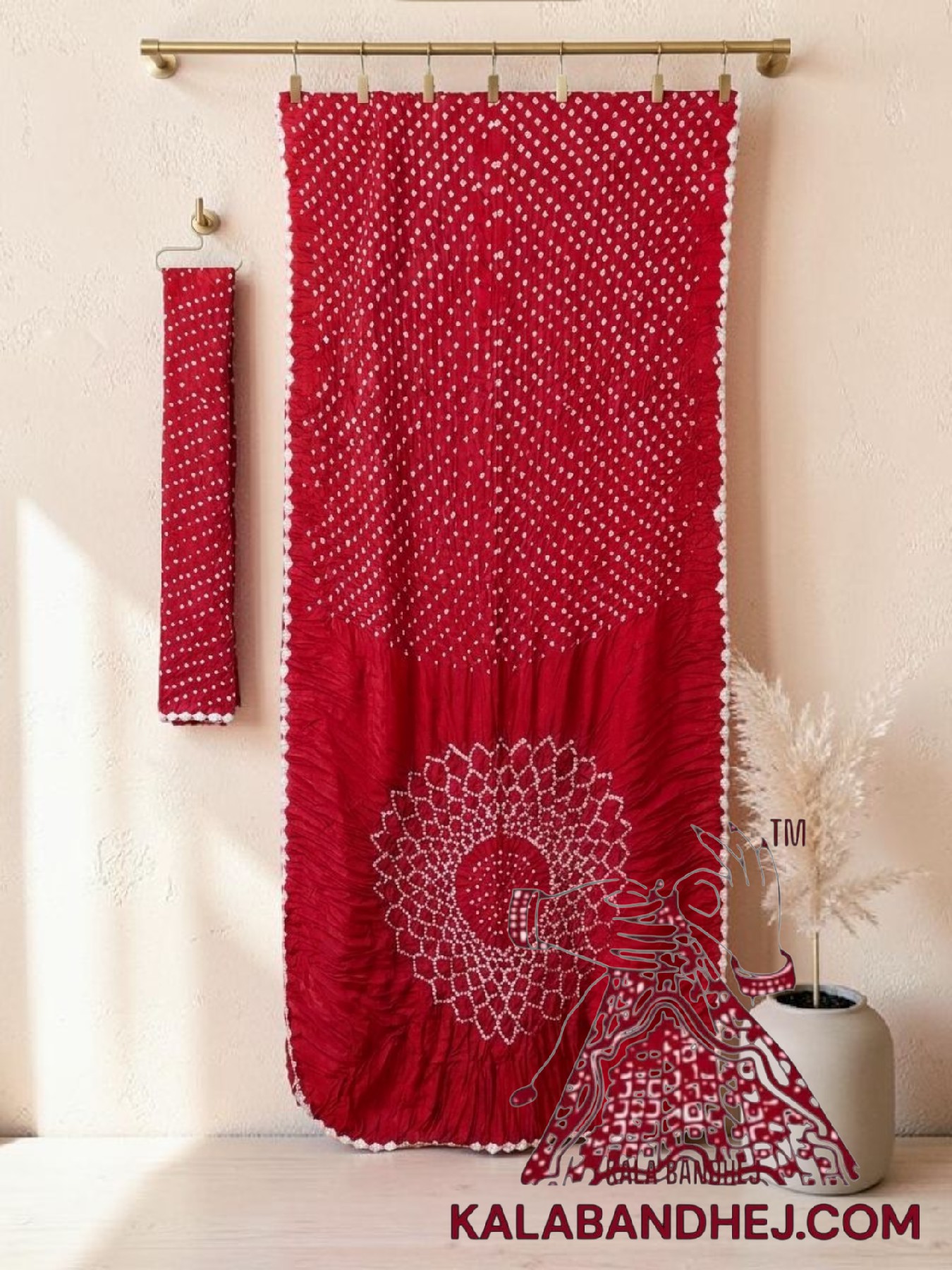 Red Bandhani Makdi Saree Pure Modal Silk