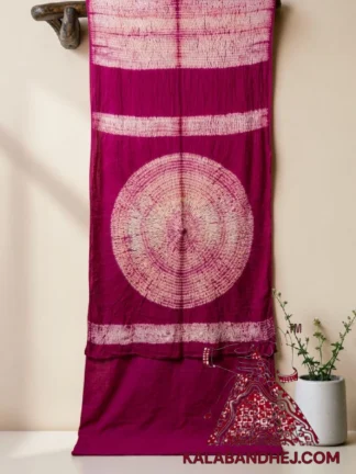 Magenta Shibori Leheriya Saree Pure Modal Silk