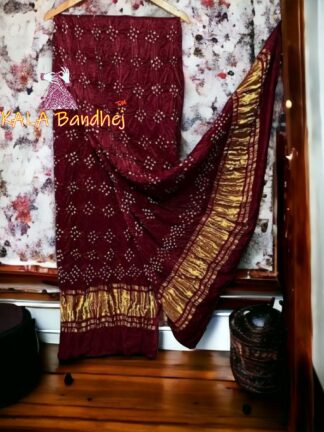 Marron Bandhani Dupatta Pure ModalSilk
