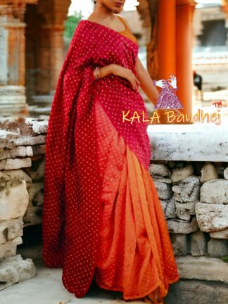 Maroon Golden Bandhani Bhrti Saree Pure Gaji Silk