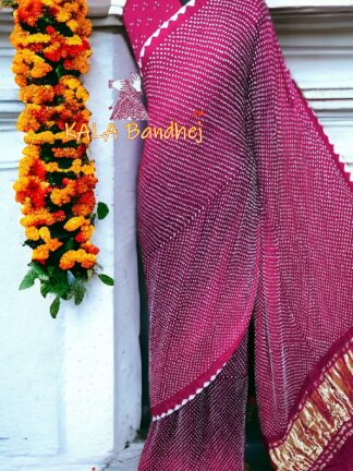 Rani Bandhani Bhrti Saree Pure Gaji Silk