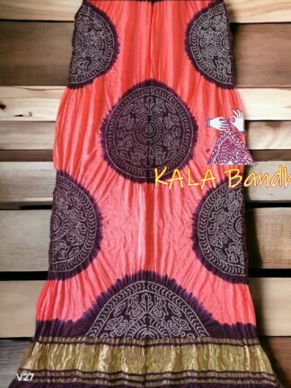 Falsa Pink Pitch Ras Mandal Bandhani Dupatta Pure Gaji Silk