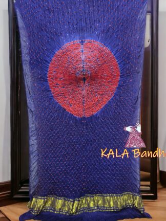 Blue Red Bandhani Shibori Dupatta Pure ModalSilk