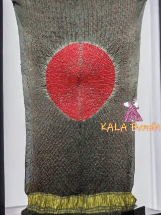 Grey Red Bandhani Shibori Dupatta Pure ModalSilk