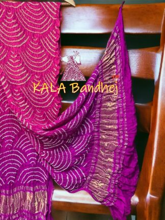 Pink Magenta Wifi Dupatta Bandhani Pure GajiSilk