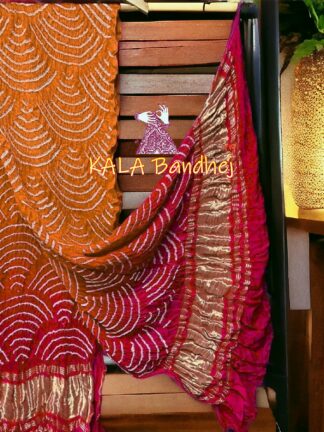 Rust Rani Wifi Dupatta Bandhani Pure GajiSilk