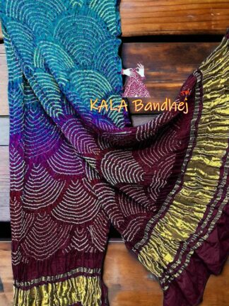 Sky Brown Wifi Dupatta Bandhani Pure GajiSilk