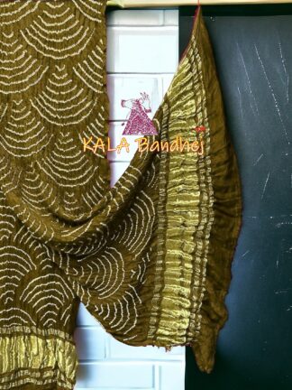 Olive Mehndi Wifi Dupatta Bandhani Pure GajiSilk