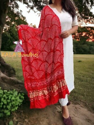 Burning Red Wifi Dupatta Bandhani Pure GajiSilk