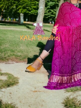 Rani Magenta Wifi Dupatta Bandhani Pure GajiSilk