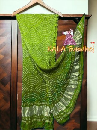 Lime Mehendi Wifi Dupatta Bandhani Pure GajiSilk