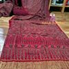 Red Ajrak Saree Pure Modal Silk Hand Block Natural Gold Boder - Image 3