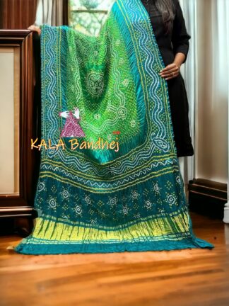 Black Bandhani Chandrakhani Dupatta Pure Gaji Silk