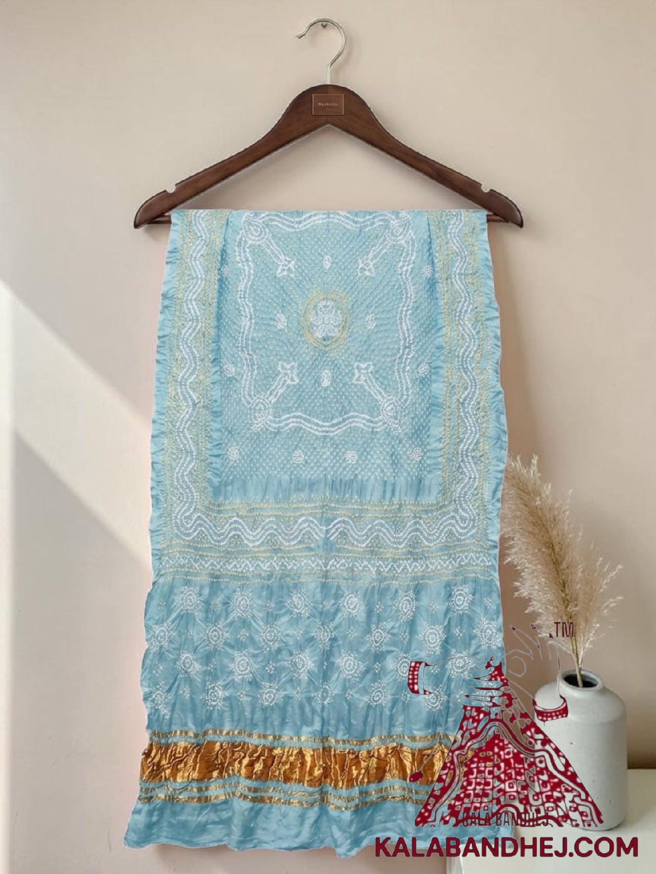 Pastel Aqua Bandhani Chandrakhani Dupatta Pure Gaji Silk
