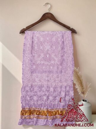 Pastel Lavender Bandhani Chandrakhani Dupatta Pure Gaji Silk