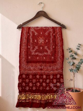 Red Blood Bandhani Chandrakhani Dupatta Pure Gaji Silk