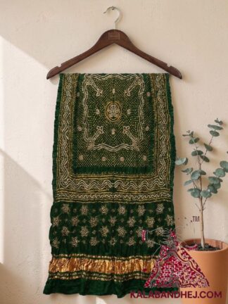 Bottle Green Bandhani Chandrakhani Dupatta Pure Gaji Silk