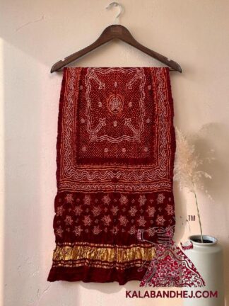 Maroon Bandhani Chandrakhani Dupatta Pure Gaji Silk