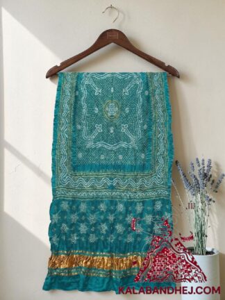 Turquoise Bandhani Chandrakhani Dupatta Pure Gaji Silk