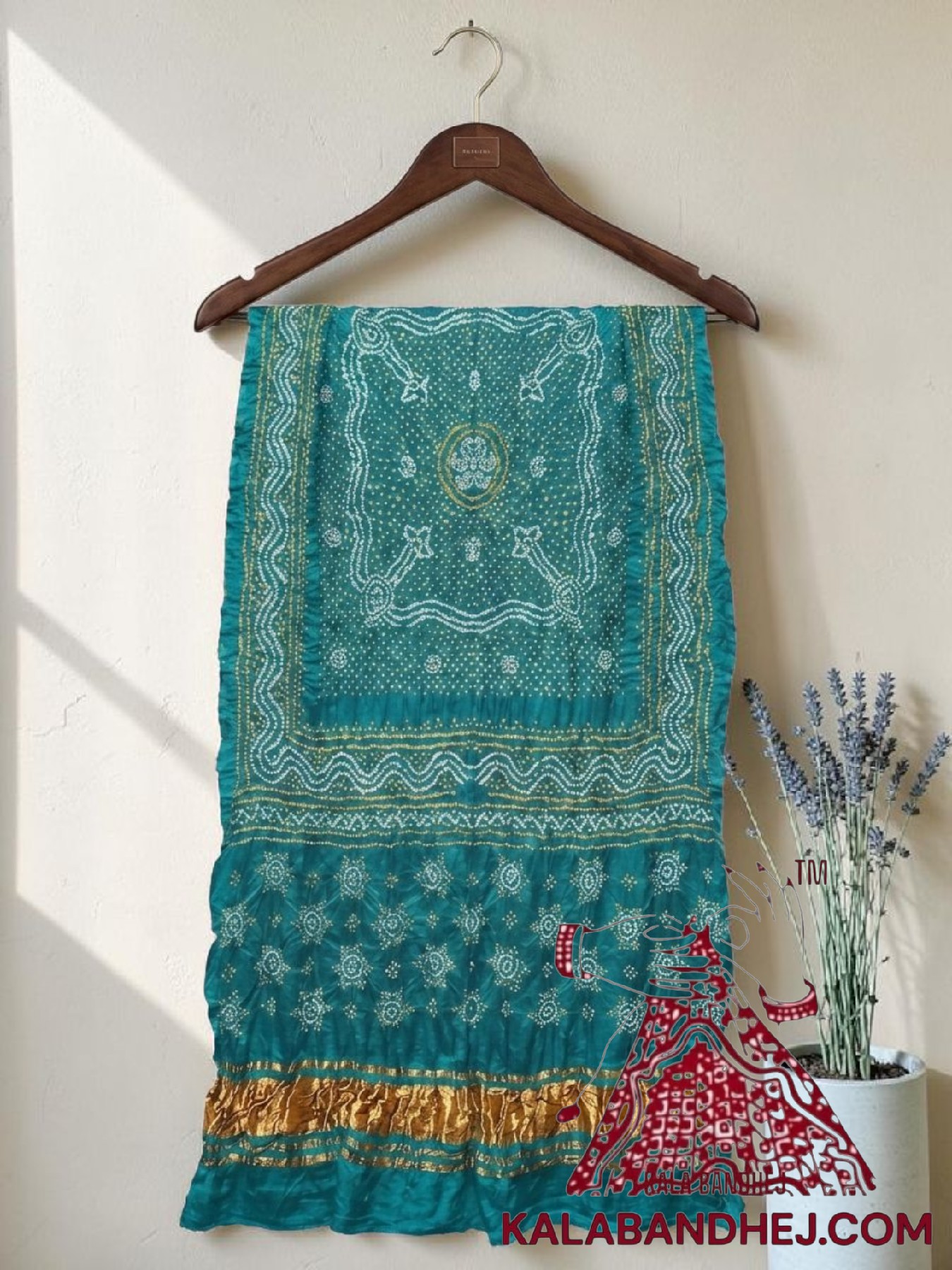 Turquoise Bandhani Chandrakhani Dupatta Pure Gaji Silk