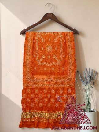 Orange Bandhani Chandrakhani Dupatta Pure Gaji Silk