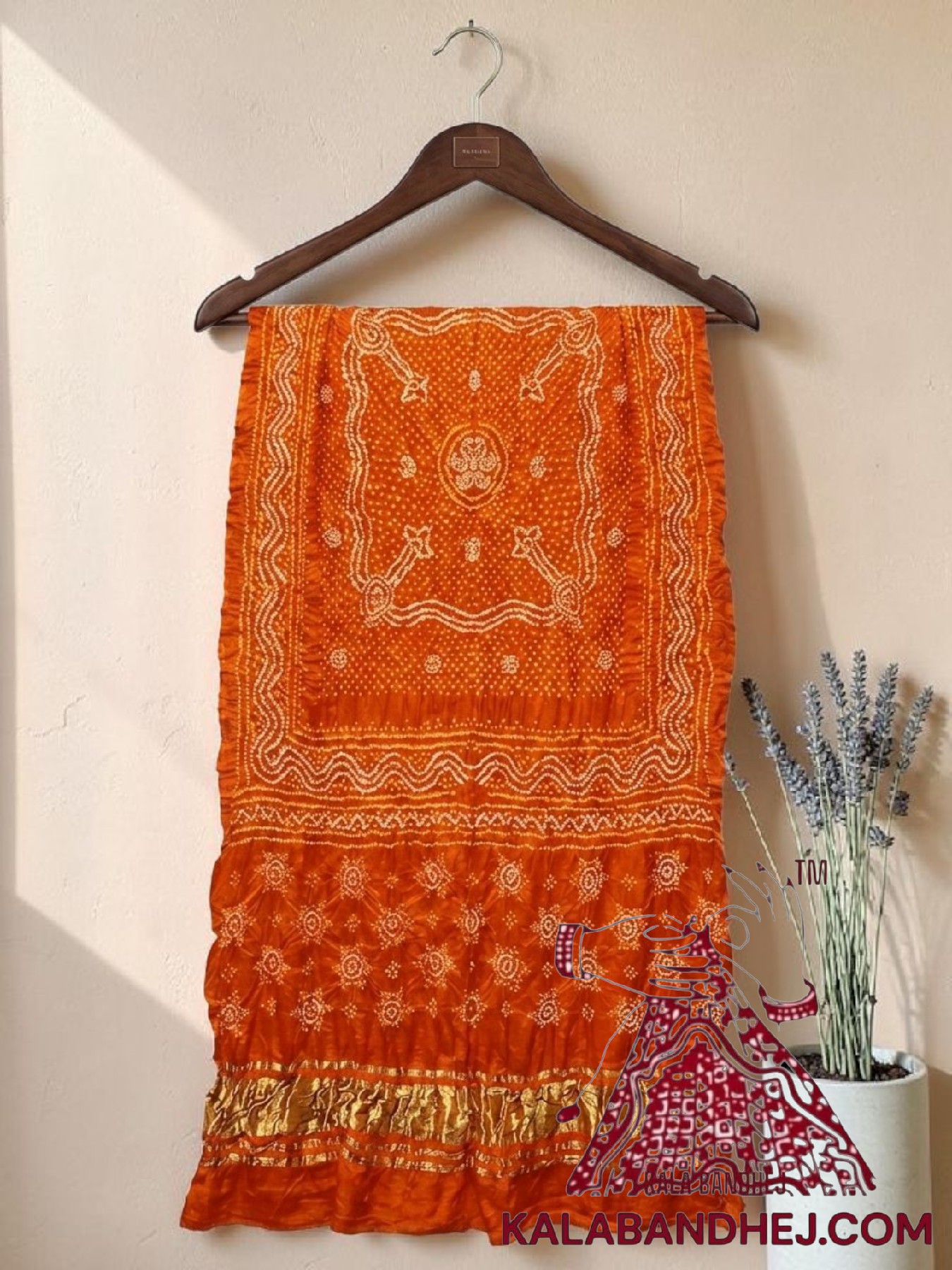 Orange Bandhani Chandrakhani Dupatta Pure Gaji Silk