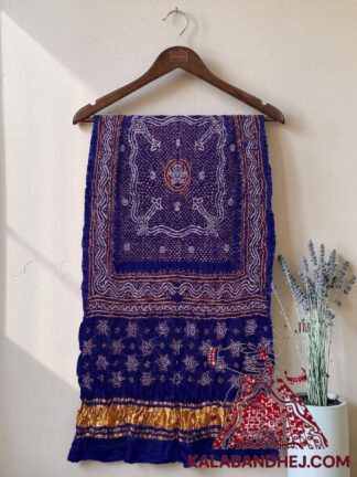 Royal Blue Bandhani Chandrakhani Dupatta Pure Gaji Silk