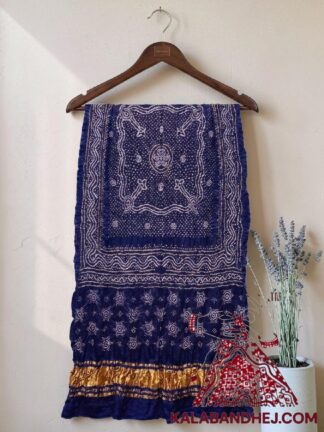 Dark Blue Bandhani Chandrakhani Dupatta Pure Gaji Silk