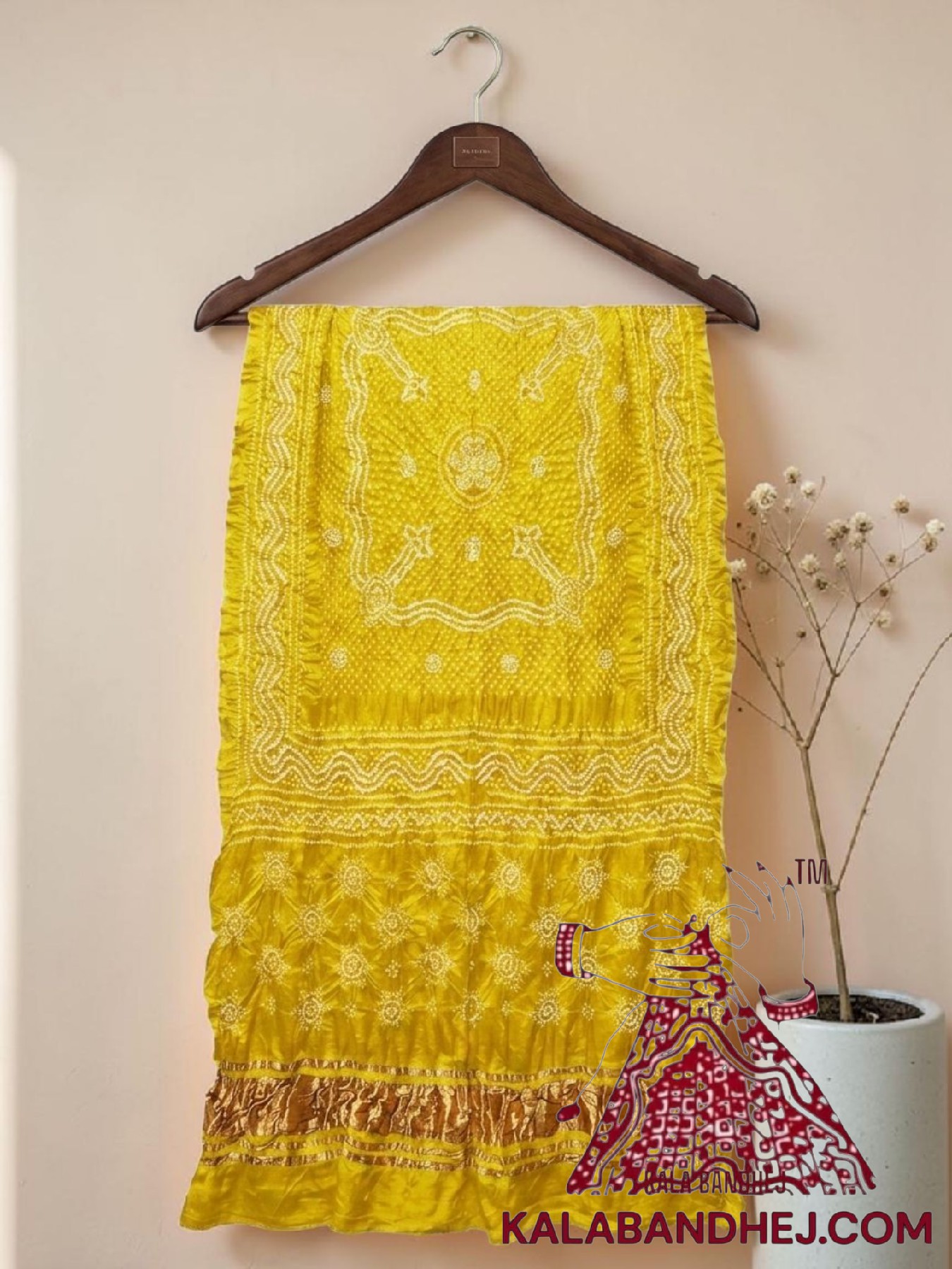 Yellow Bandhani Chandrakhani Dupatta Pure Gaji Silk