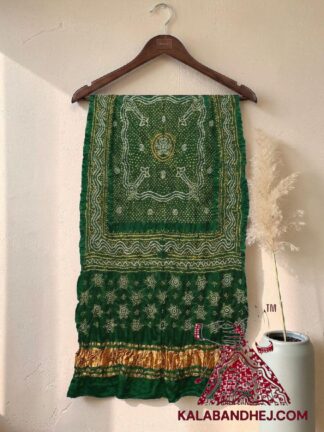 Green Bandhani Chandrakhani Dupatta Pure Gaji Silk